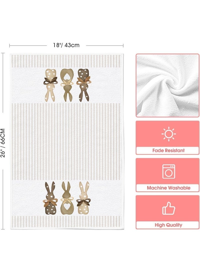 ChicAbode Stripe Rabbit Bunny Eggs Easter Kitchen Towels Dish Towels, 16x23 Inch Spring Decoration Hand Towels Set of 2 - Image 2